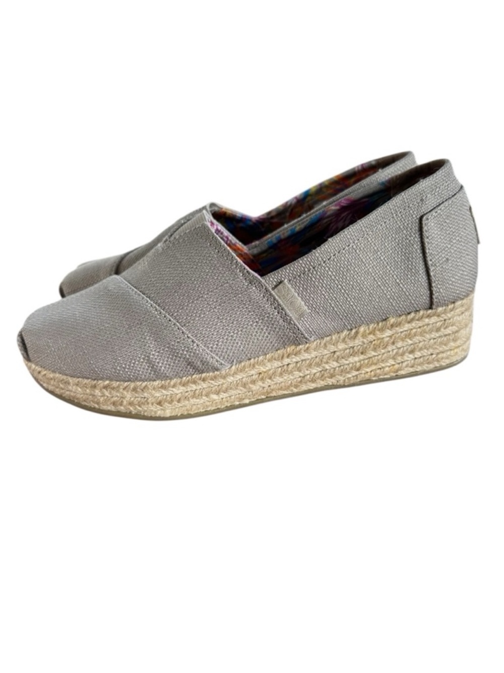 BOBS by Skechers Beige Canvas Slip-On Memory Foam Casual Women’s Shoes - Picture 6 of 11